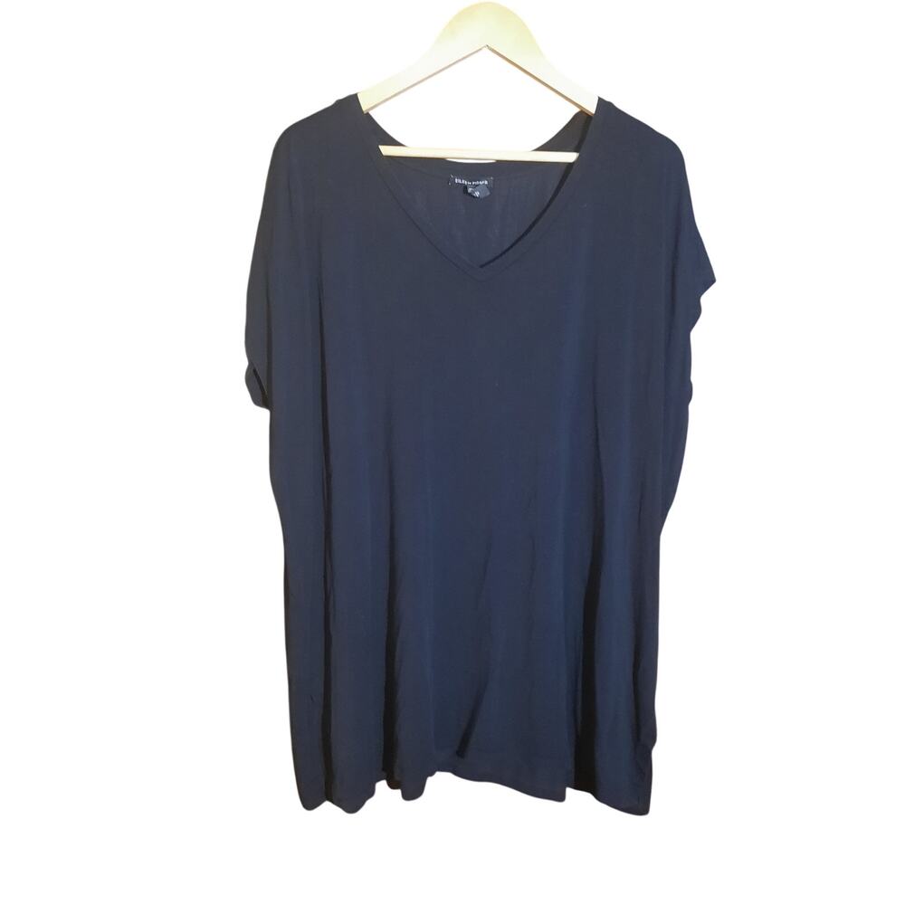 Eileen Fisher Womens Black V-Neck Boxy Shirt Size 2X